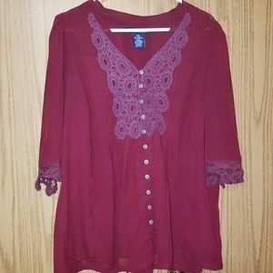 Women's plus size Denim 24/7 Sheer Blouse